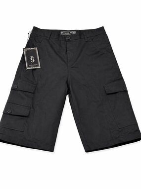 Jeanstation Cargo Shorts Mens Size 32 Black Tactical Utility Pockets New